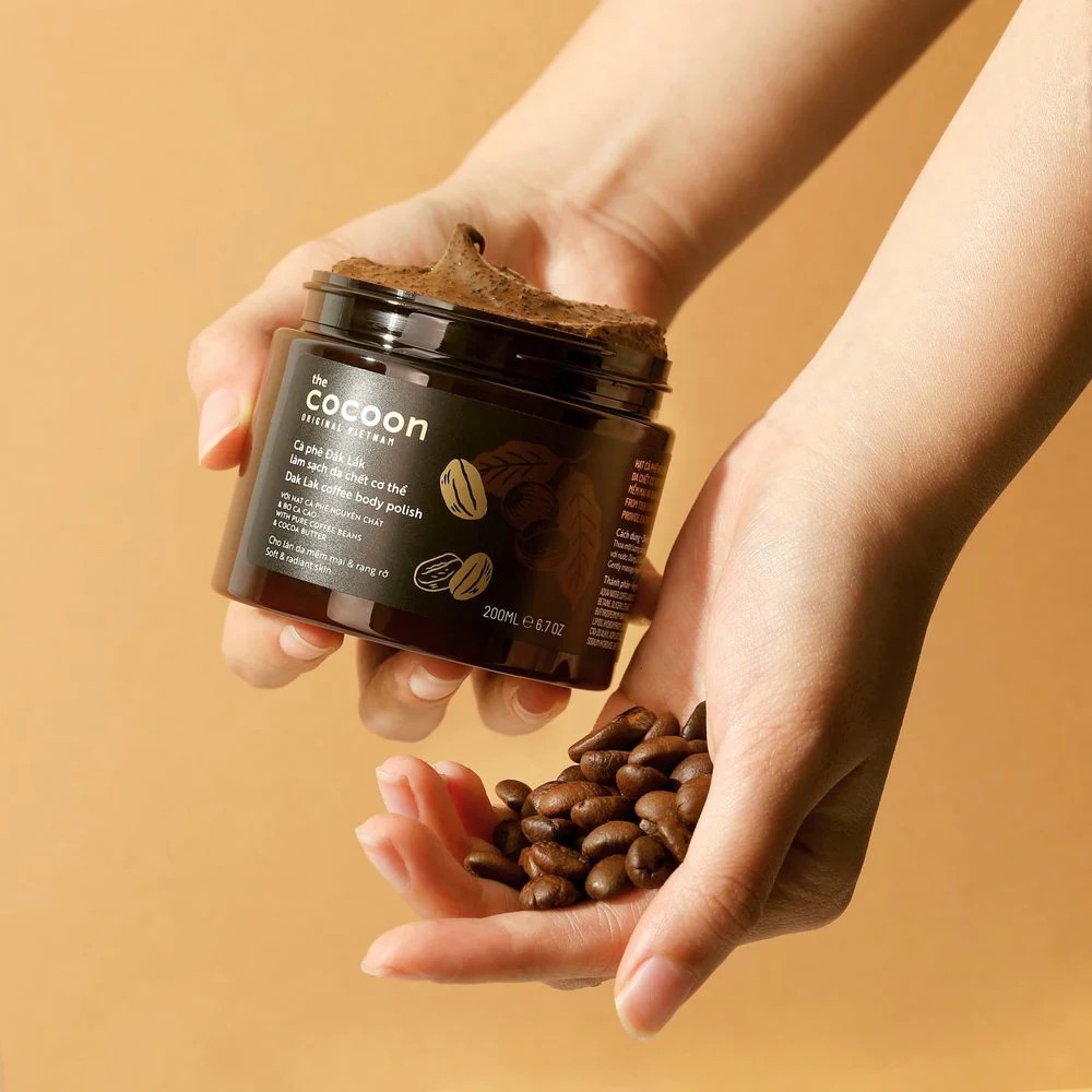 Tẩy da chết cơ thể cà phê Đắk Lắk Cocoon cho làn da mềm mại và rạng rỡ 200ml Coffee Body Polish - Vegan
