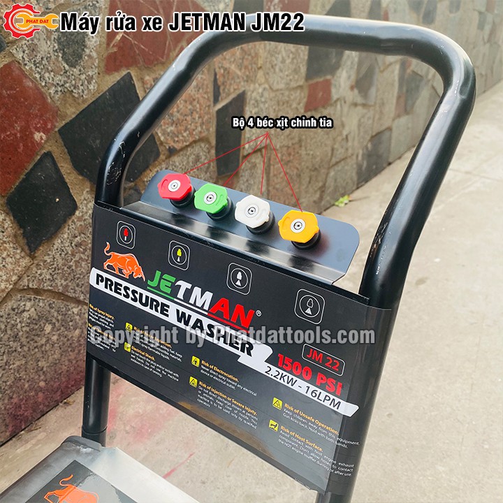 Máy rửa xe công nghiệp JETMAN JM-22,công suất 2200W-Đầy đủ phụ kiện- Bảo hành 12 tháng