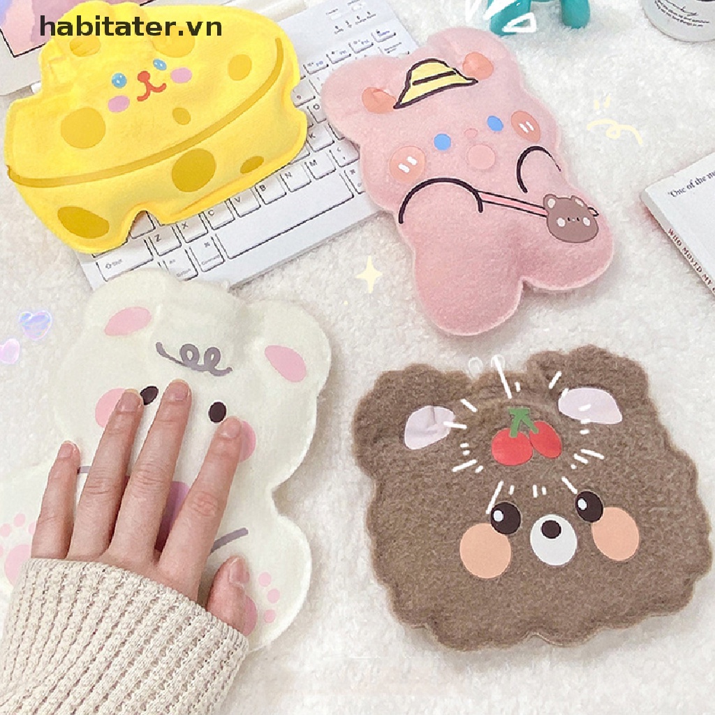 Bình Nước Giữ Ấm Tay Phủ Bông Chống Nổ Họa Tiết Hoạt Hình Đáng Yêu