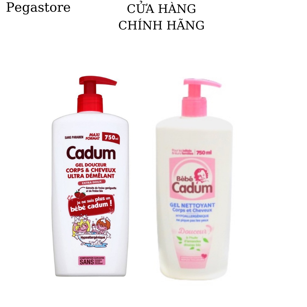 Sữa tắm gội toàn thân CADUM Gel Nettoyant Corps Et Cheveux 750ml (sữa tắm gội cho bé sơ sinh - mùi hạnh nhân) màu hồng