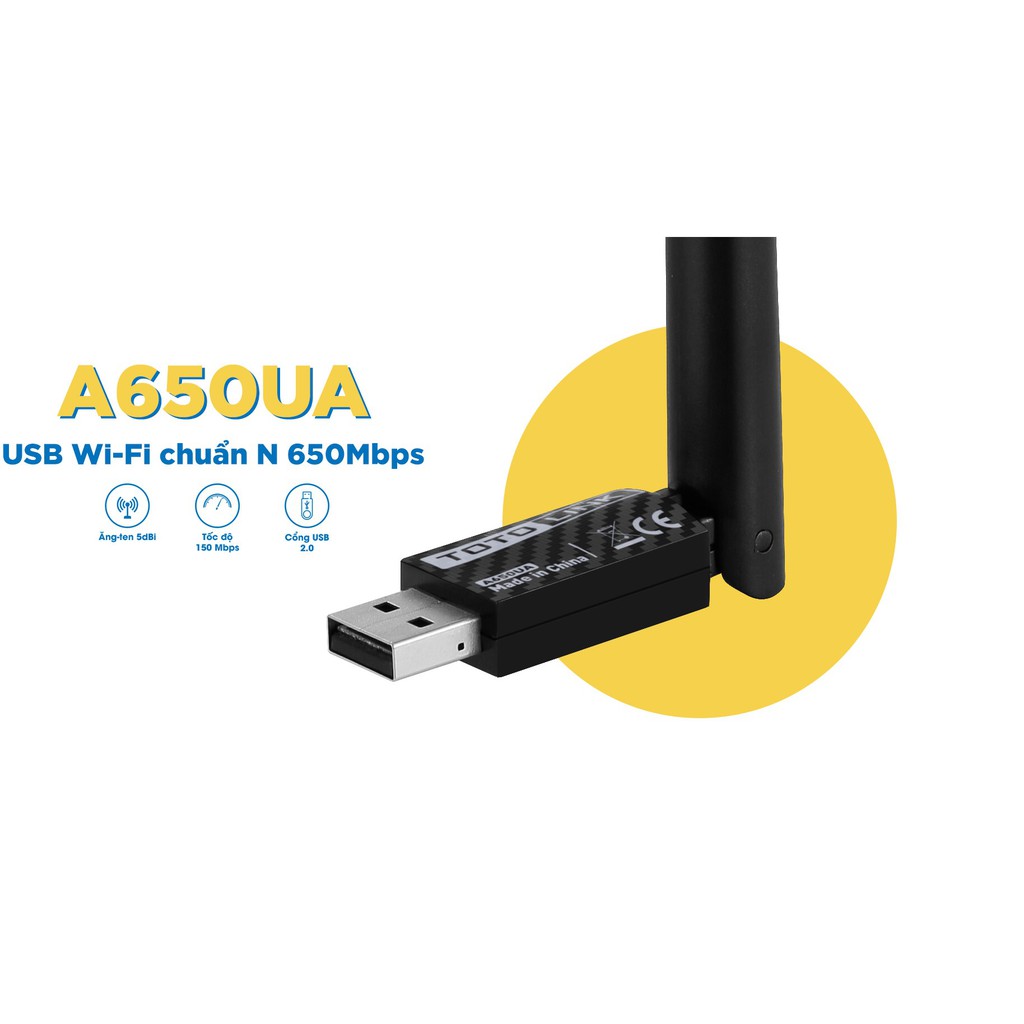 Thiết bị thu USB WiFi TOTOLINK A650UA - Băng tần kép AC650 - BH Chính Hãng 24t - HTG