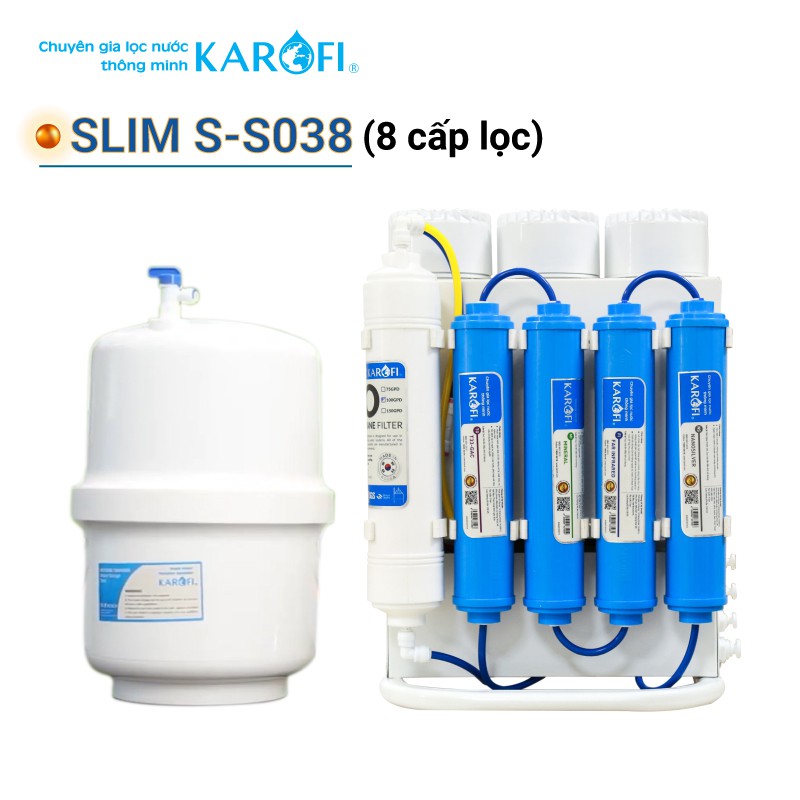Máy lọc nước RO để gầm, không tủ KAROFI SLIM S-S038 (8 cấp lọc)