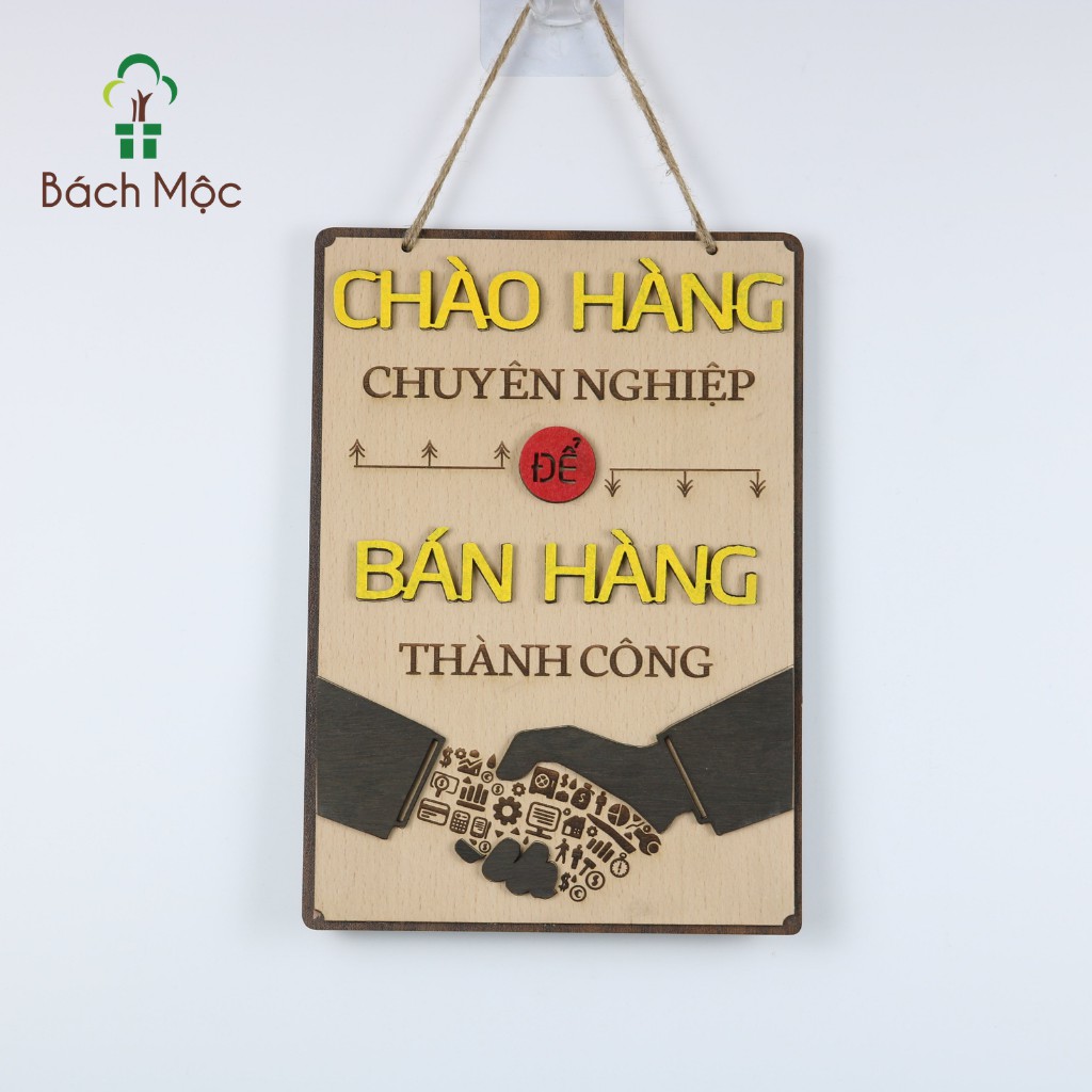 Bảng Gỗ Decor Khẩu Hiệu Tiếng Việt BÁCH MỘC Trang Trí Cửa Hàng Tạo Động Lực Cỡ Lớn