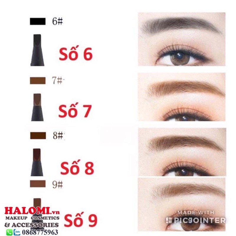 Chì xé kẻ mày Haozhuang cứng phẩy sợi Eyebrow Pencil sắc nét chuyên dùng cho Makeup trang điểm