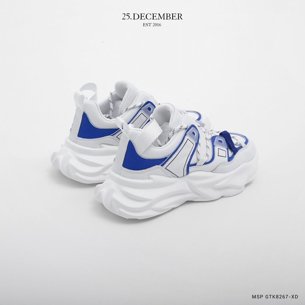Giày da nam, phối màu xanh trắng, phom dáng đẹp đế giày tăng chiều cao - 25.December mã GTK8267