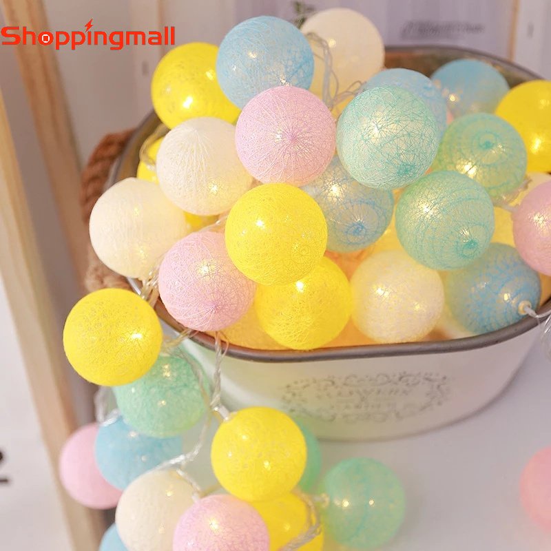 Dây Đèn LED 20 Bóng Hình Banh Cotton Trang Trí Giáng Sinh