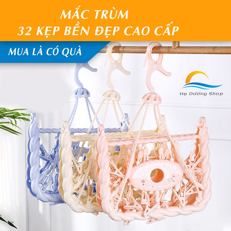 [FLASH SALE 3 NGÀY] Móc chùm treo quần áo HADU 32 kẹp gấp gọn nhiều màu cá tính cao cấp - Hạ Dương Shop