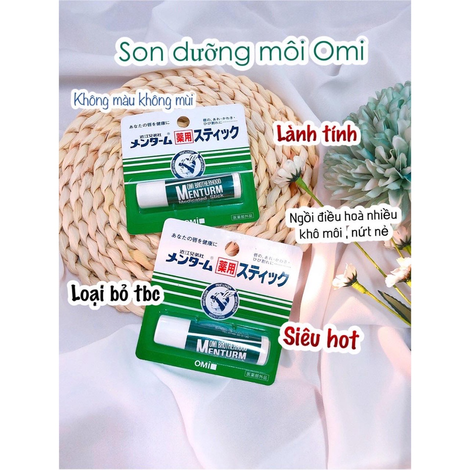 Son dưỡng môi Omi Menturm chống môi khô nứt nẻ nội địa Nhật Bản