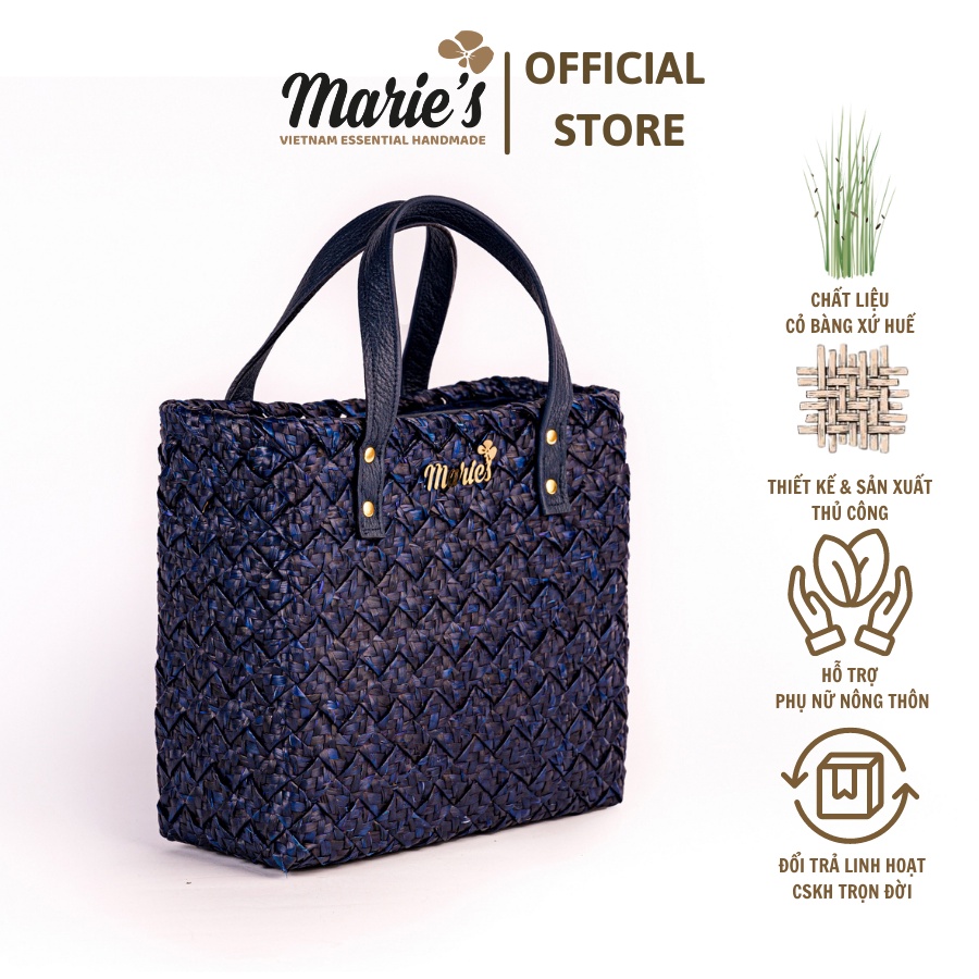 Túi xách nữ cỏ bàng adela handmade cao cấp được đan hai lớp, phối quai da thật và lót vải lụa mềm