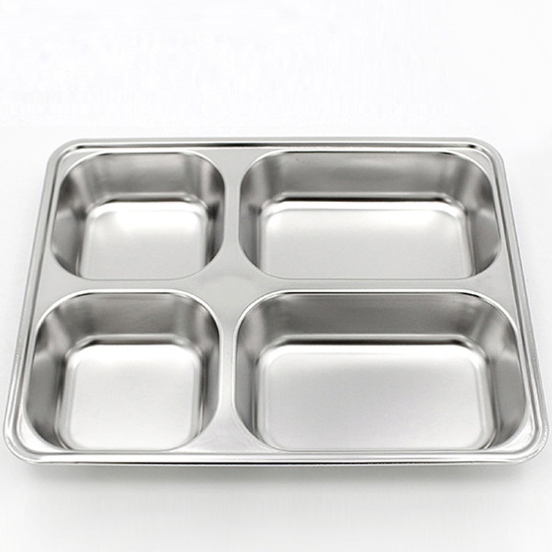 Khay Cơm Inox 304-Khay Cơm Inox Sâu Lòng 4 Ngăn Cao Cấp