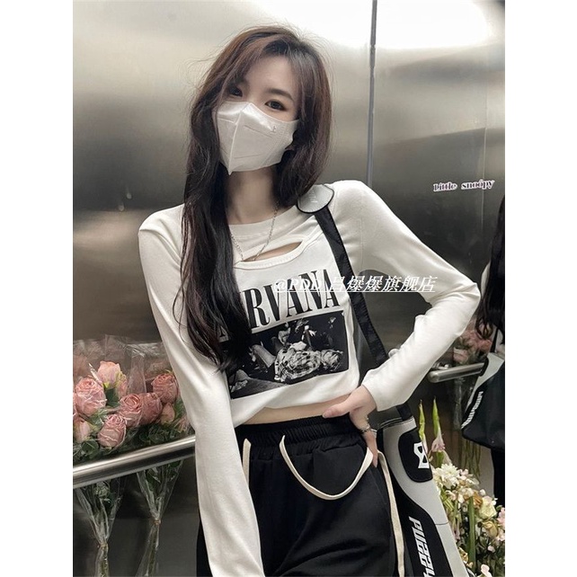 COZOK Áo Thun Tay Dài Dáng Ngắn Phong Cách Retro Thời Trang Cho Nữ