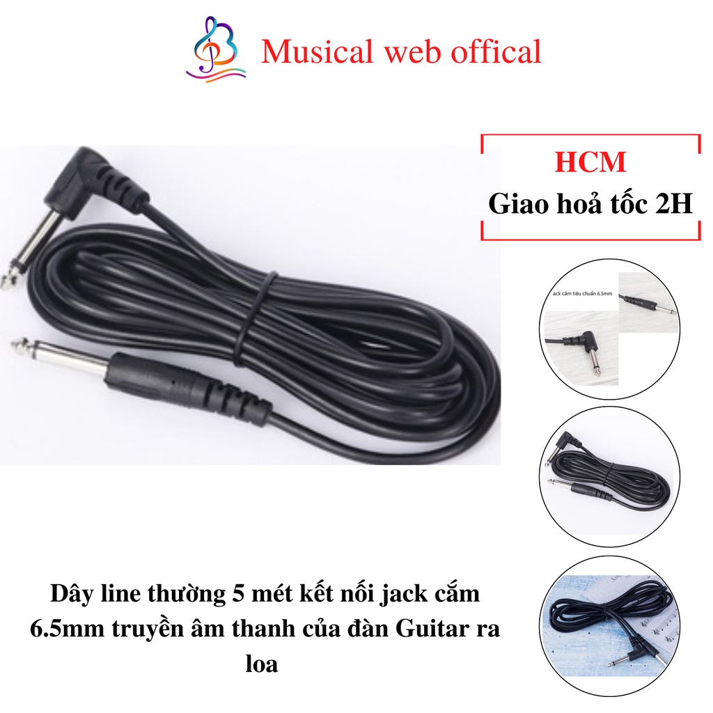 Dây line thường 5 mét, 3 mét kết nối jack cắm 6.5mm truyền âm thanh của đàn Guitar ra loa Musical Web