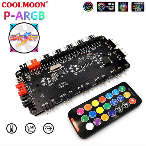 Bộ Hub PWM và Điều Khiển Coolmoon ARGB - Hỗ trợ đồng bộ mainboard - sync mainboard