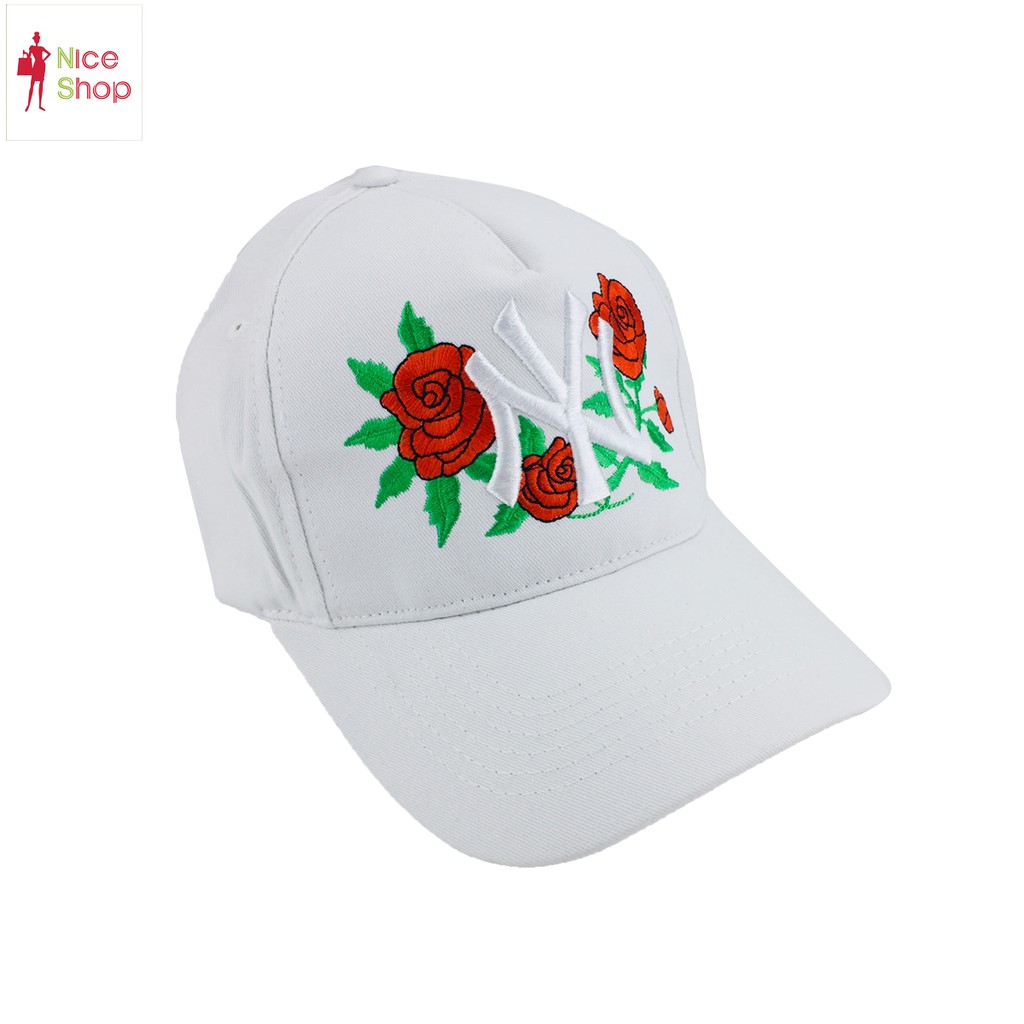 Nón kết nam nữ phối thêu bông hồng NY kết hợp hoa hồng - TT0325