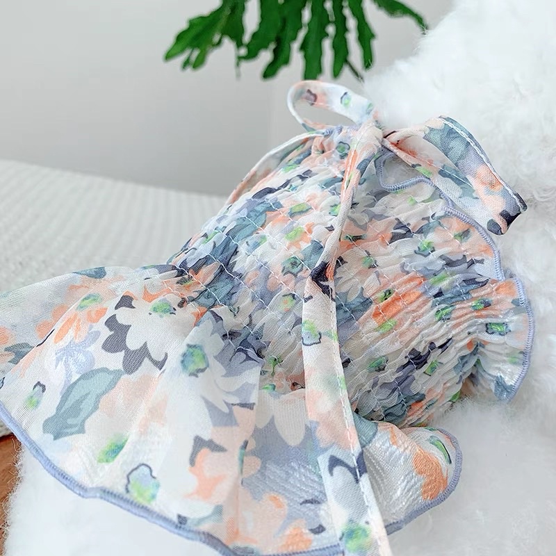 Váy yếm voan hoa cao cấp cho chó mèo, quần áo thú cưng - DP052