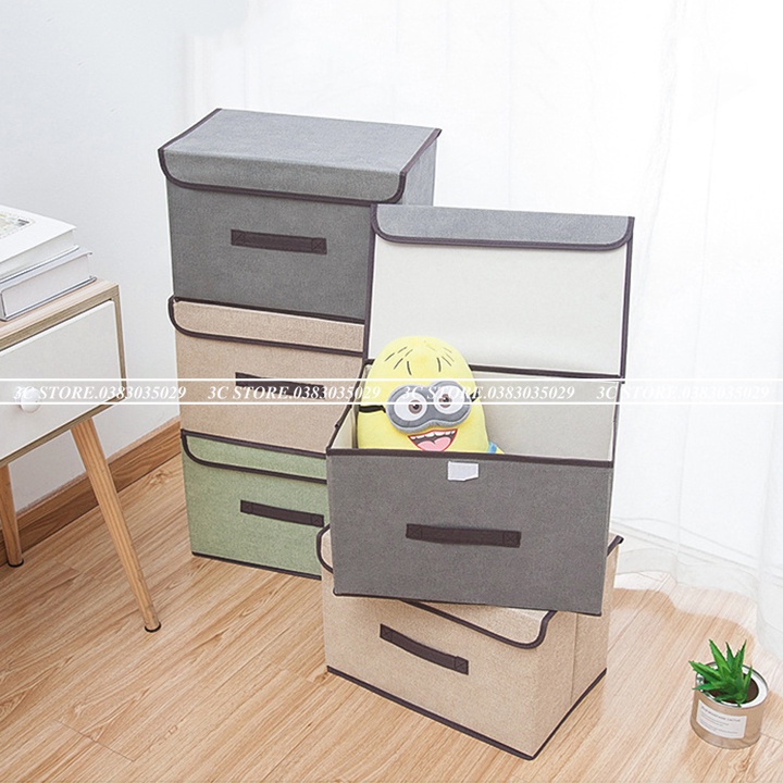 🆕 MẪU MỚI 🆕 Set 2 Hộp Đựng Đồ, Quần Áo, Đồ Chơi Đa Năng -  Chất Liệu Vải Cứng Cáp Có Nắp Đậy
