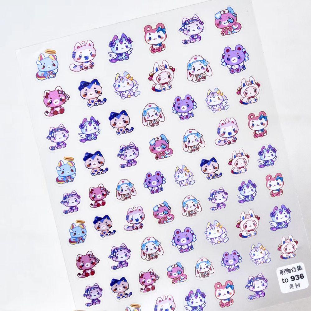 Miếng Dán Móng Tay Tự Dính Mỏng Cứng 5D Khắc Họa Tiết Hoạt Hình Gấu Dâu Tây / Hoa