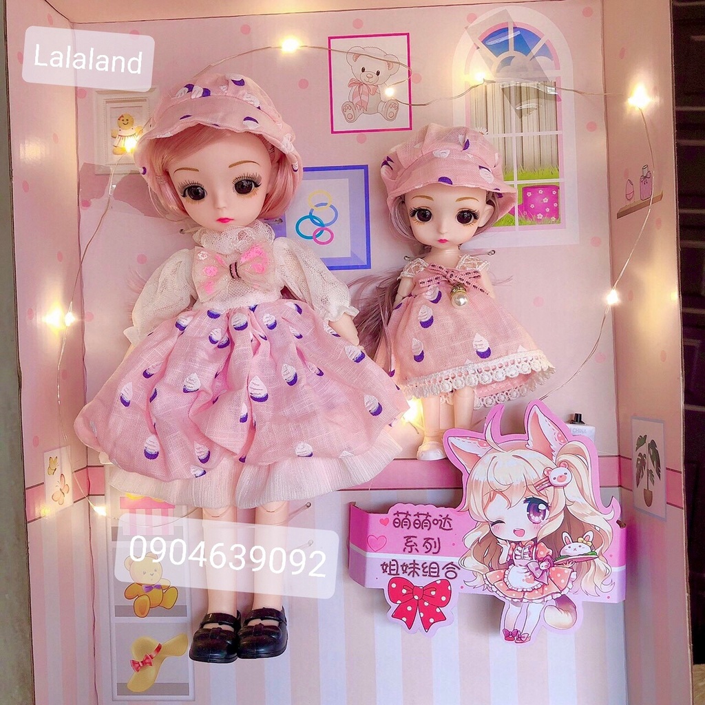 Búp bê cho bé gái - Hộp 2 búp bê 30 cm và búp bê 16cm nhiều mẫu cực xinh