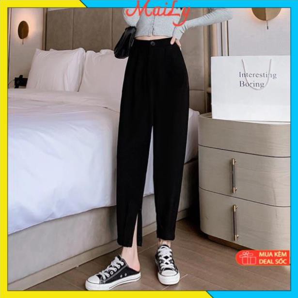 Quần baggy nữ bo gấu - Quần baggy thiết kế có khoá kéo lưng chun siêu tiện | BigBuy360 - bigbuy360.vn