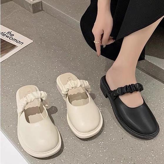 Giày búp bê nữ mũi tròn lolita quai chun nhún xinh xắn 108