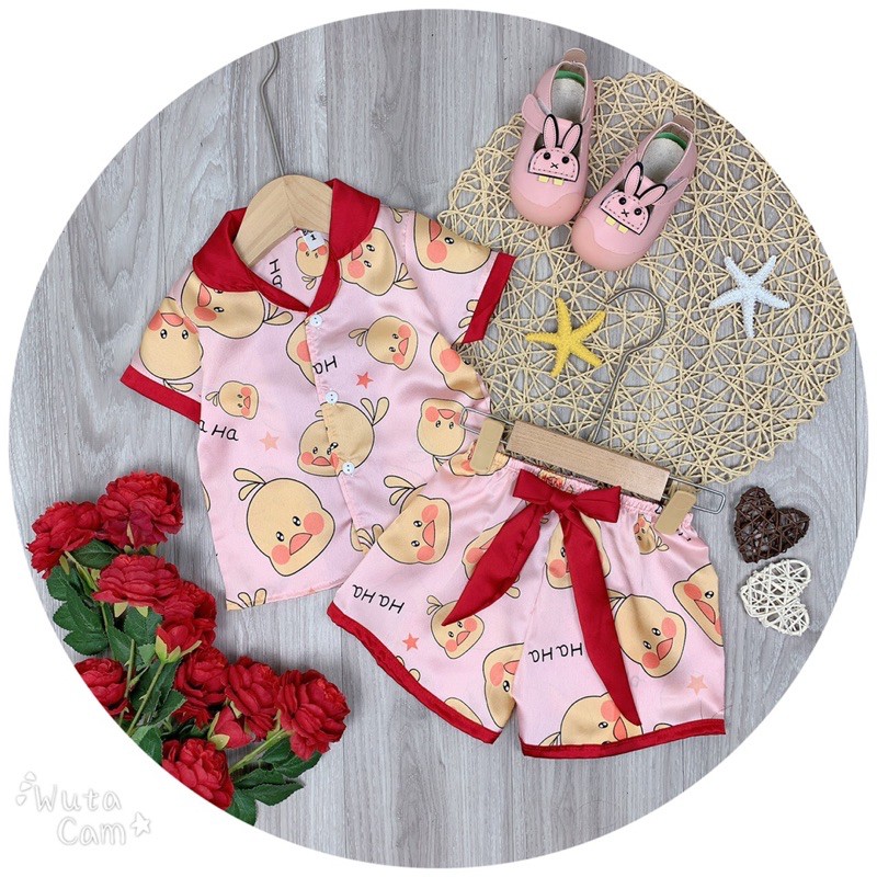 Bộ Đồ Ngủ Bé Gái Pizama Lụa Satin Mát 6kg 7kg 8kg 9kg 10kg 15kg 20kg