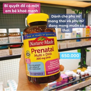 VITAMIN TỔNG HỢP CHO BÀ BẦU, NGƯỜI MUỐN CÓ CON VÀ SAU SINH CỦA MỸ PRENATAL MULTI + DHA
