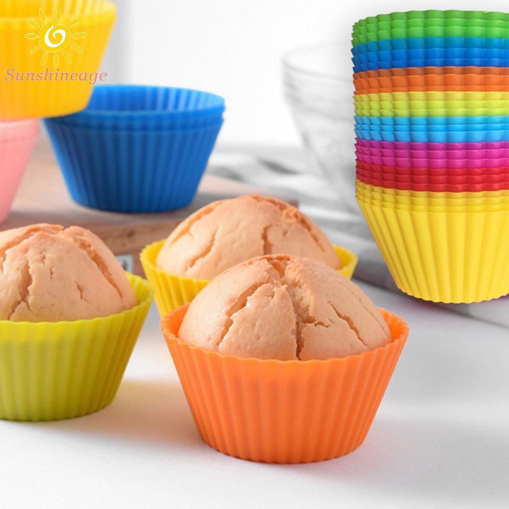 【Ready Stock】20Pcs Round Cup Cake Muffin Silicone Baking Mould Cupcake Case DIY Bake Mold