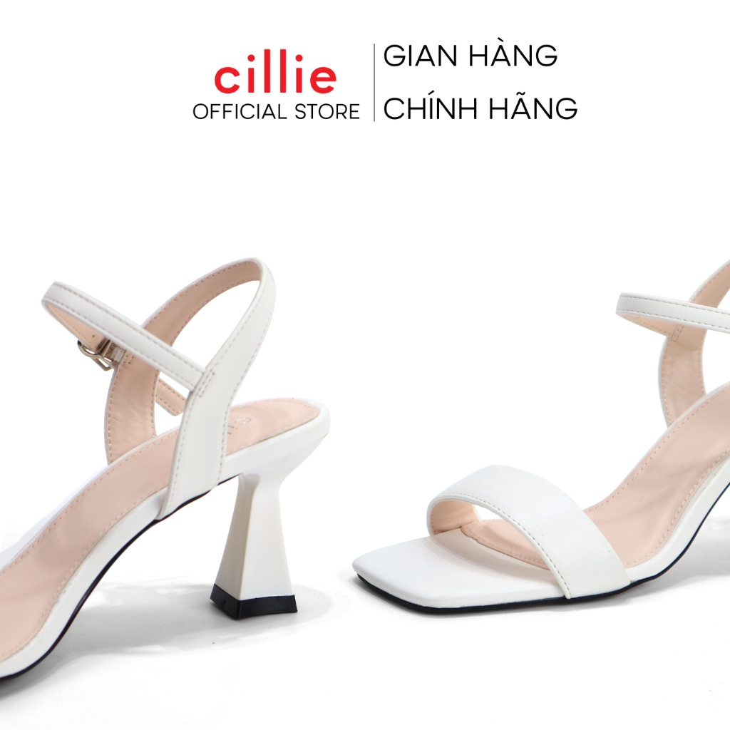 Giày sandal cao gót nữ quai ngang basic phối satin điệu đà sang chảnh gót thanh mảnh cách điệu cao 8cm Cillie 1106