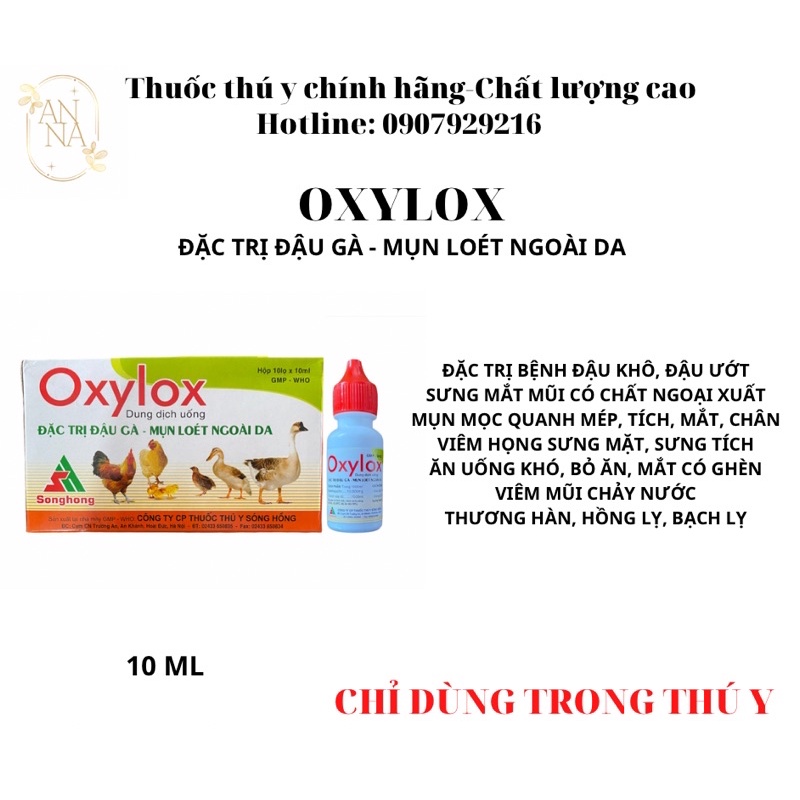OXYLOX ĐẬU GÀ LỌ 10ML