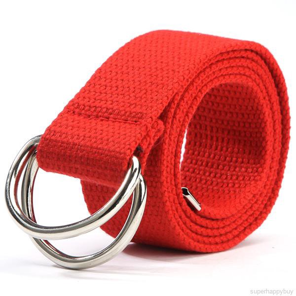 Thắt lưng vải canvas trơn màu khóa gài đôi cho nam và nữ