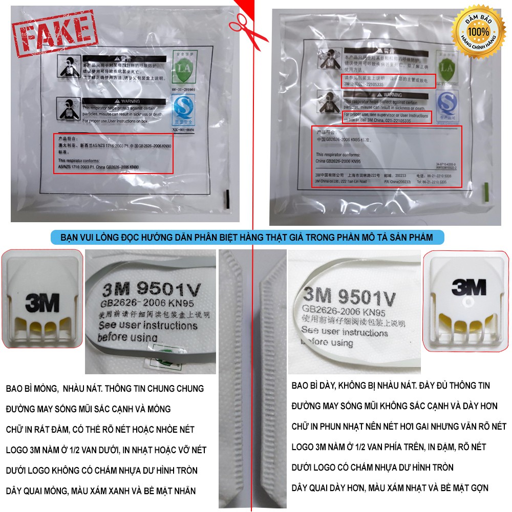 [CHÍNH HÃNG] 5 Khẩu trang 3M 9501V - có đệm mút | BigBuy360 - bigbuy360.vn