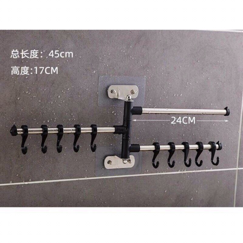 móc dán tường treo đồ  inox 3 nhánh không cần khoan đục