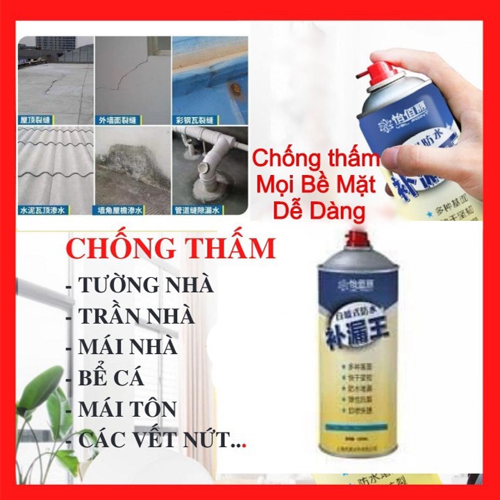 [Epoxy] Bình Xịt Chống Thấm, Chống Dột Waterproof Spray Polyurethane, Màu Trắng, Đen