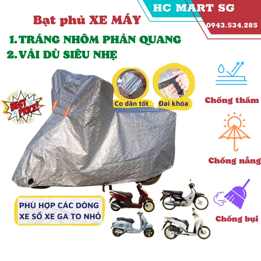 Bạt Phủ Xe Máy Cao Cấp ⚡️𝐌𝐈𝐄̂̃𝐍 𝐏𝐇𝐈́ 𝐒𝐇𝐈𝐏⚡️ Che Nắng, Che Mưa, Phủ Bảo Vệ Xe Loại Cao Cấp Siêu Bền {SIÊU SALE}