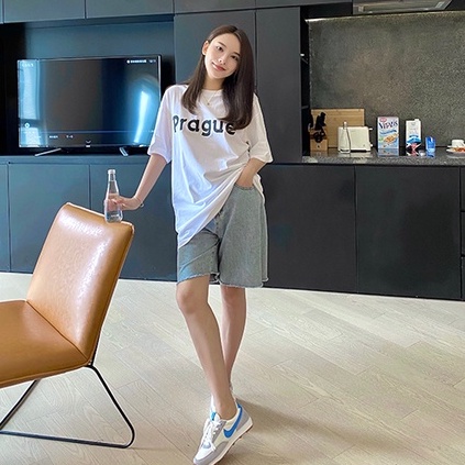 Quần jean ngố lửng ống rộng short jean ống rộng xanh nhạt MS5HA9