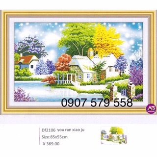 Freeship extra - tranh đính đá phong cảnh , kt: 85x55 cm