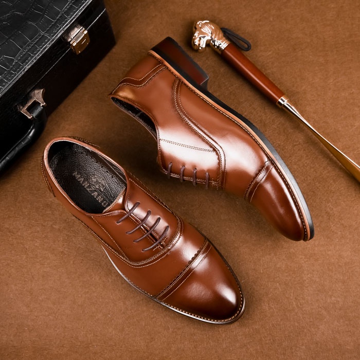 Giày nam đẹp da thật Manzano phong cách Châu Âu dành cho quý ông công sở M66880