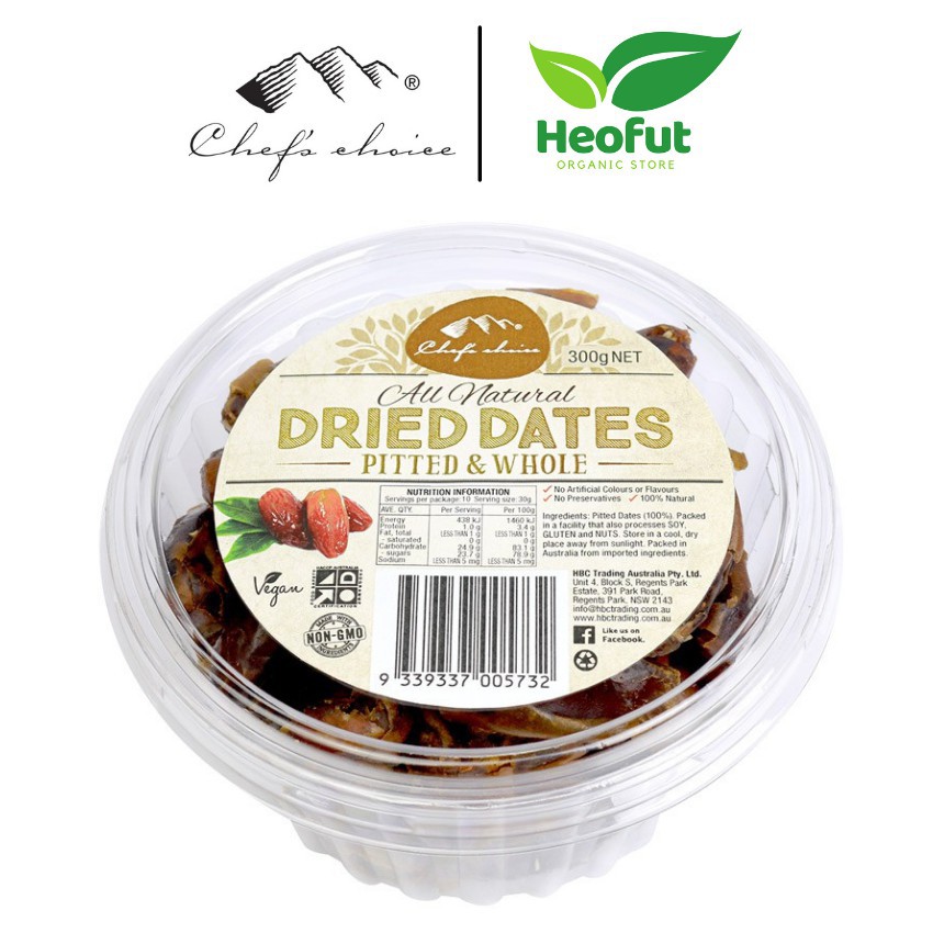 Đồ ăn vặt hoa quả sấy khô Chef's Choice chà là hữu cơ organic nhập khẩu Úc Heofut