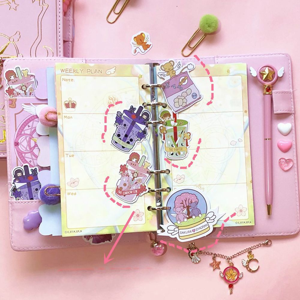Sổ tay nhật ký 6 lỗ màu hồng Sakura