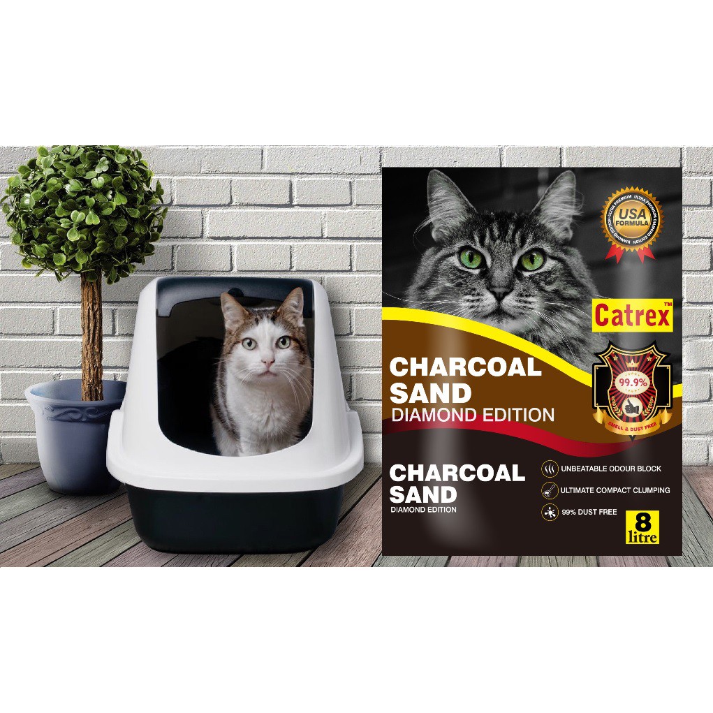 Cát vệ sinh mèo Charcoal Sand thấm hút, vón cục tốt 5L