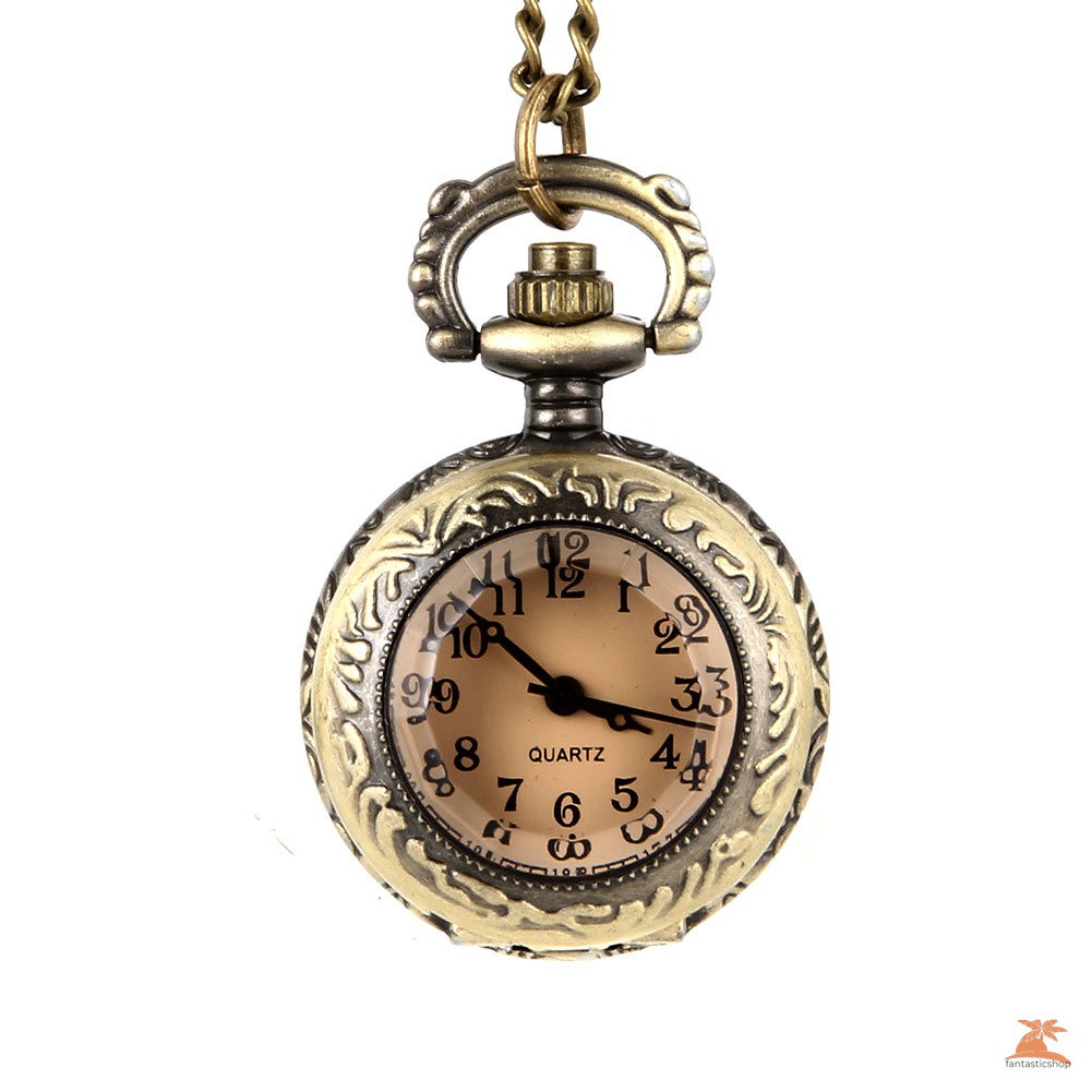 #Đồng hồ bỏ túi# Fashion Men Women Vintage Quartz Pocket Watch Alloy Glass Dome Necklace Pendant Unisex Sweater Chain Clock Gifts