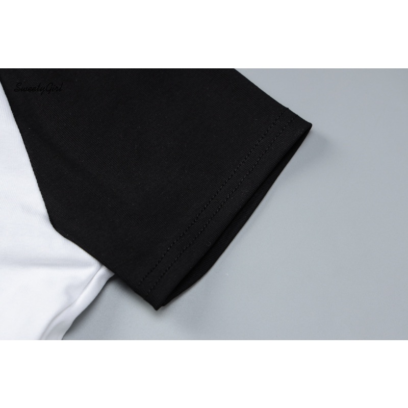 Áo Thun Tay Ngắn Cổ Tròn Phối Màu Tương Phản Thời Trang 2022 Cho Nữ