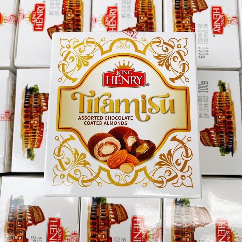 Hộp socola 🍫 Hạnh nhân Tiramisu King Henry 90gram. Date 04/2024