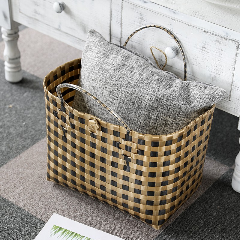 Giỏ đựng đồ đan phối màu đa năng BAMBOOO ECO tự tin đi chợ không dùng túi nylon