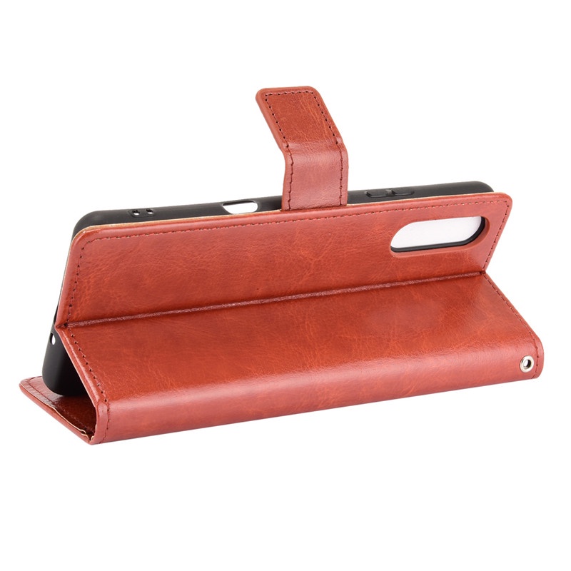 Sony Xperia 10 5 1 III 10ii 5ii 1i L4 Bảo Vệ Toàn Diện Ví Túi Crazy Horse Da PU Vỏ Điện Thoại Di Động