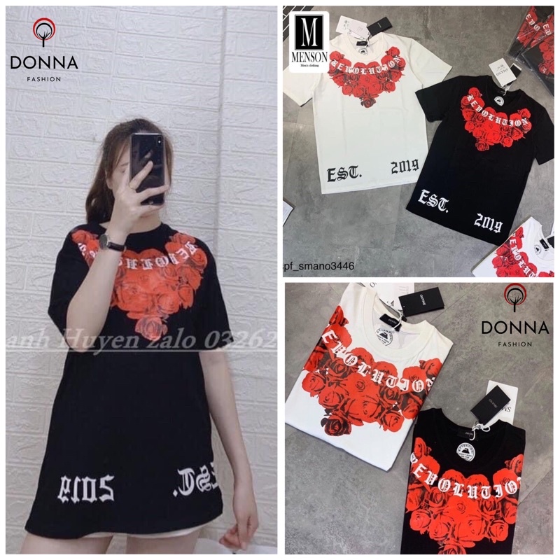 Áo HOA HỒNG ĐỎ unisex form rộng tay lỡ, áo đơn , áo đôi, áo nhóm siêu hot trend . Donnafashion