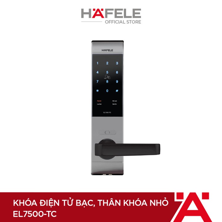 Khóa điện tử HAFELE EL7500-TC/ 912.05.712 bạc thân khóa nhỏ - 912.05.712 Xuất xứ Hàn Quốc