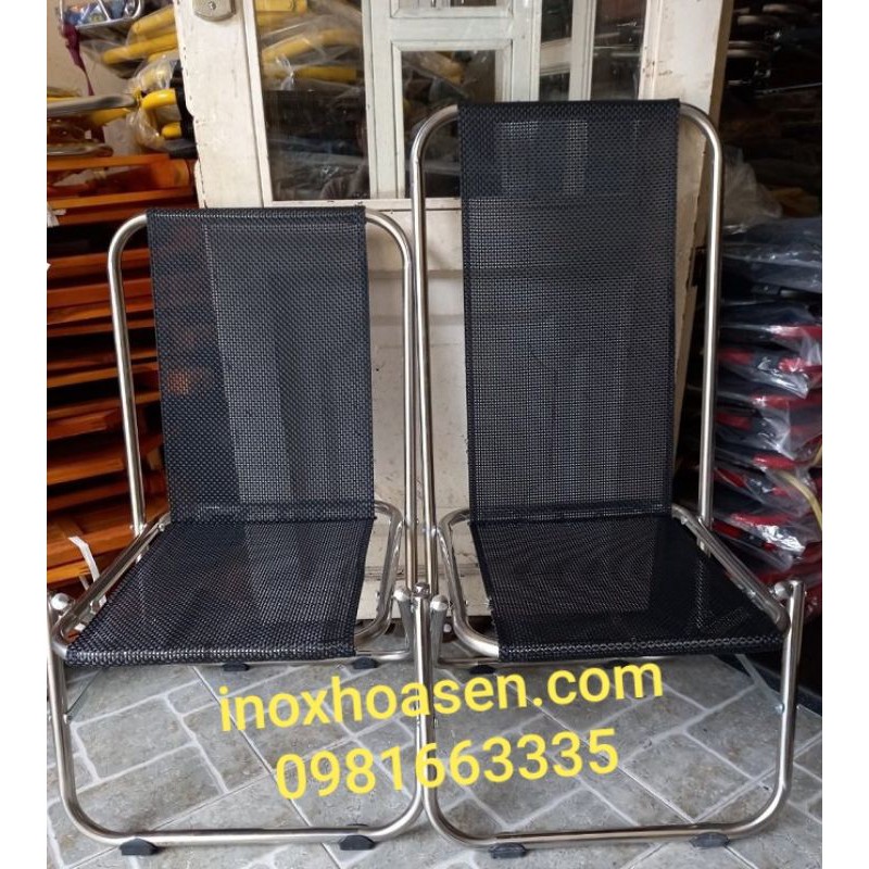 Ghế xếp cafe,ghế xếp khung inox, tựa lưng 70
