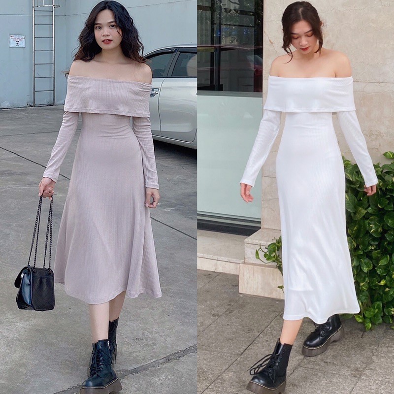 Elena dress - Đầm len gân tay dài - Somalyng.studio