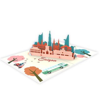 Thiệp 3D pop up Sài Gòn Skyline